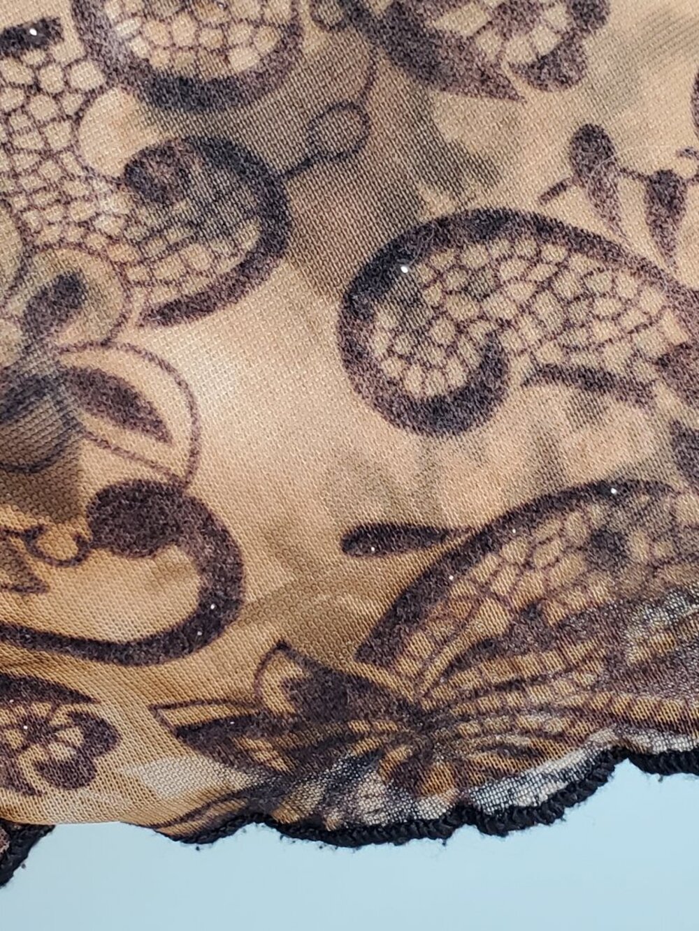 VTG Susan Lawrence Y2K Whimsigoth Sheer Mesh Floral Paisley Ruched Top M - Picture 5 of 14